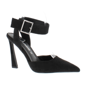 Marina Galanti Scarpe Donna Smooth Eco-Suede Hankle Strap D'Orsay Spool Heeled 90 MG W24A065 Black