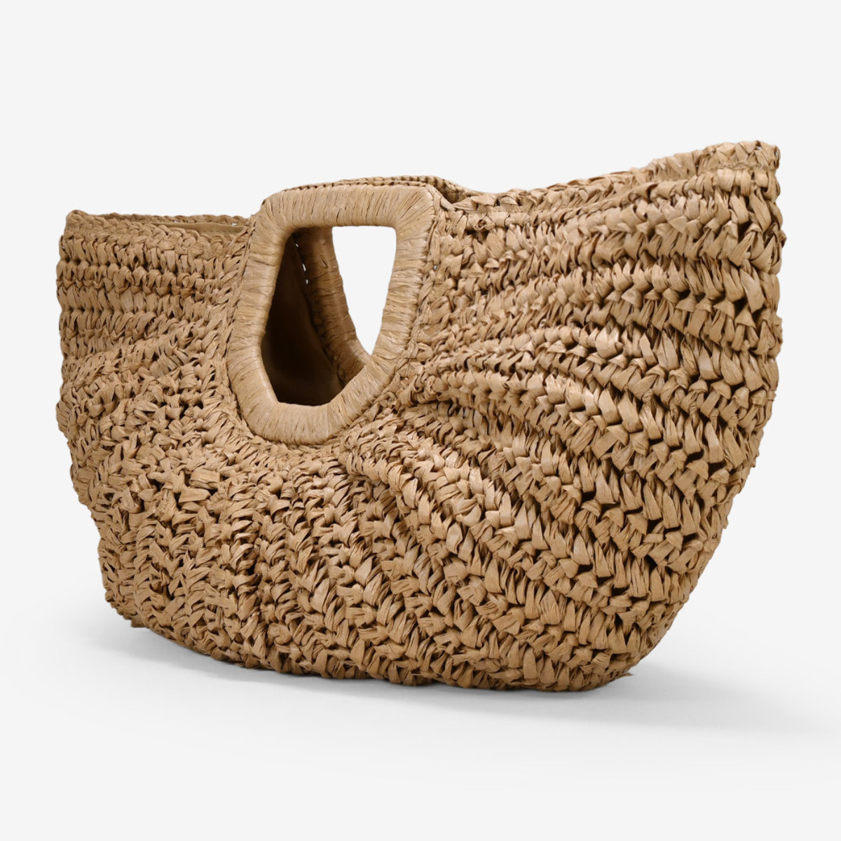 Bolso de mano tostado en rafia