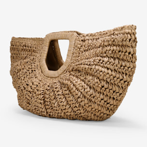 Bolso de mano tostado en rafia