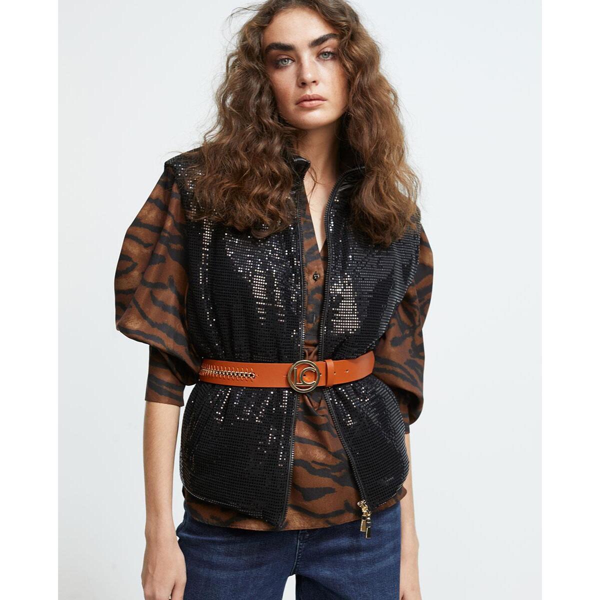 Gilet corto imbottito in finte paillettes