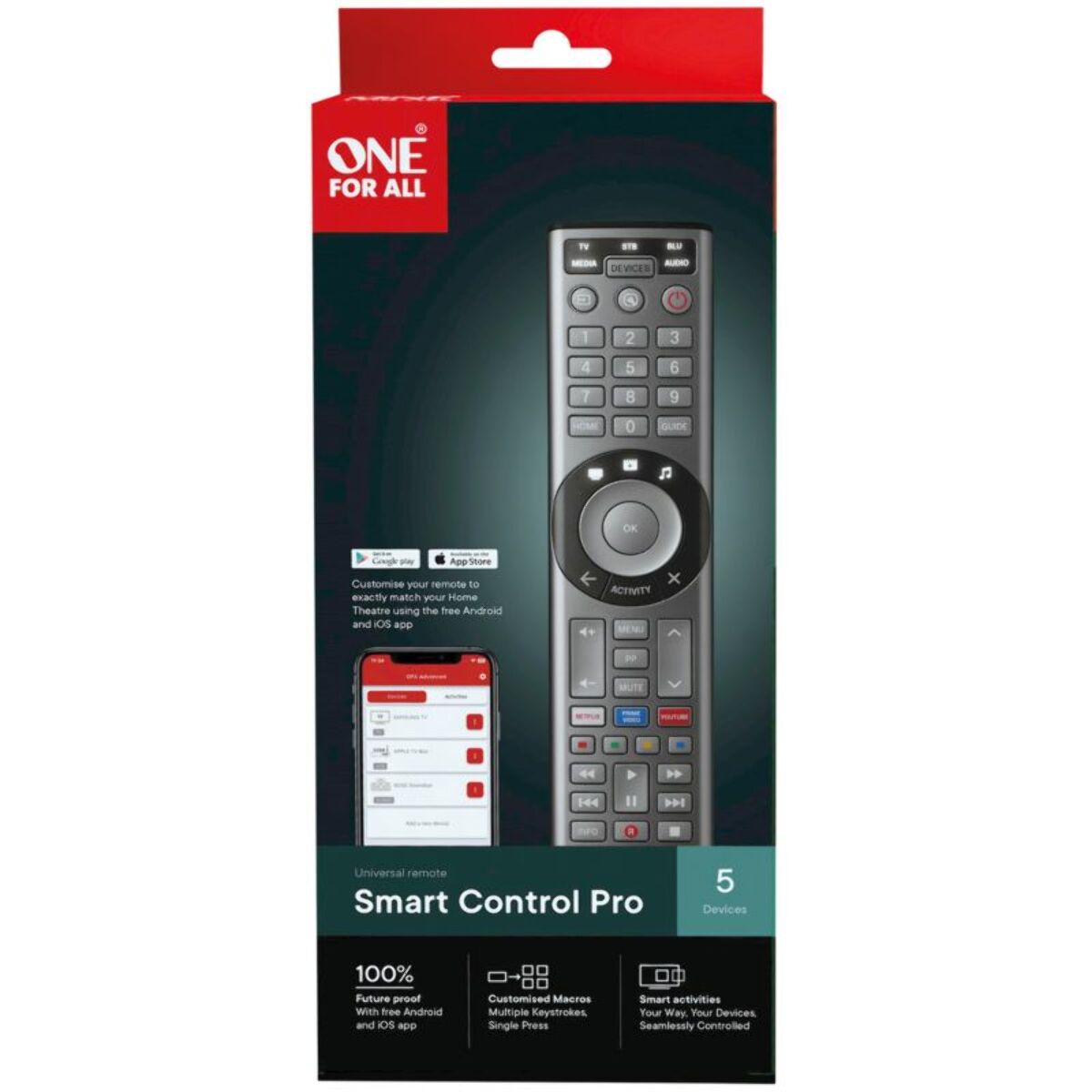 Télécommande ONE FOR ALL Universelle Smart Control Pro 5en1