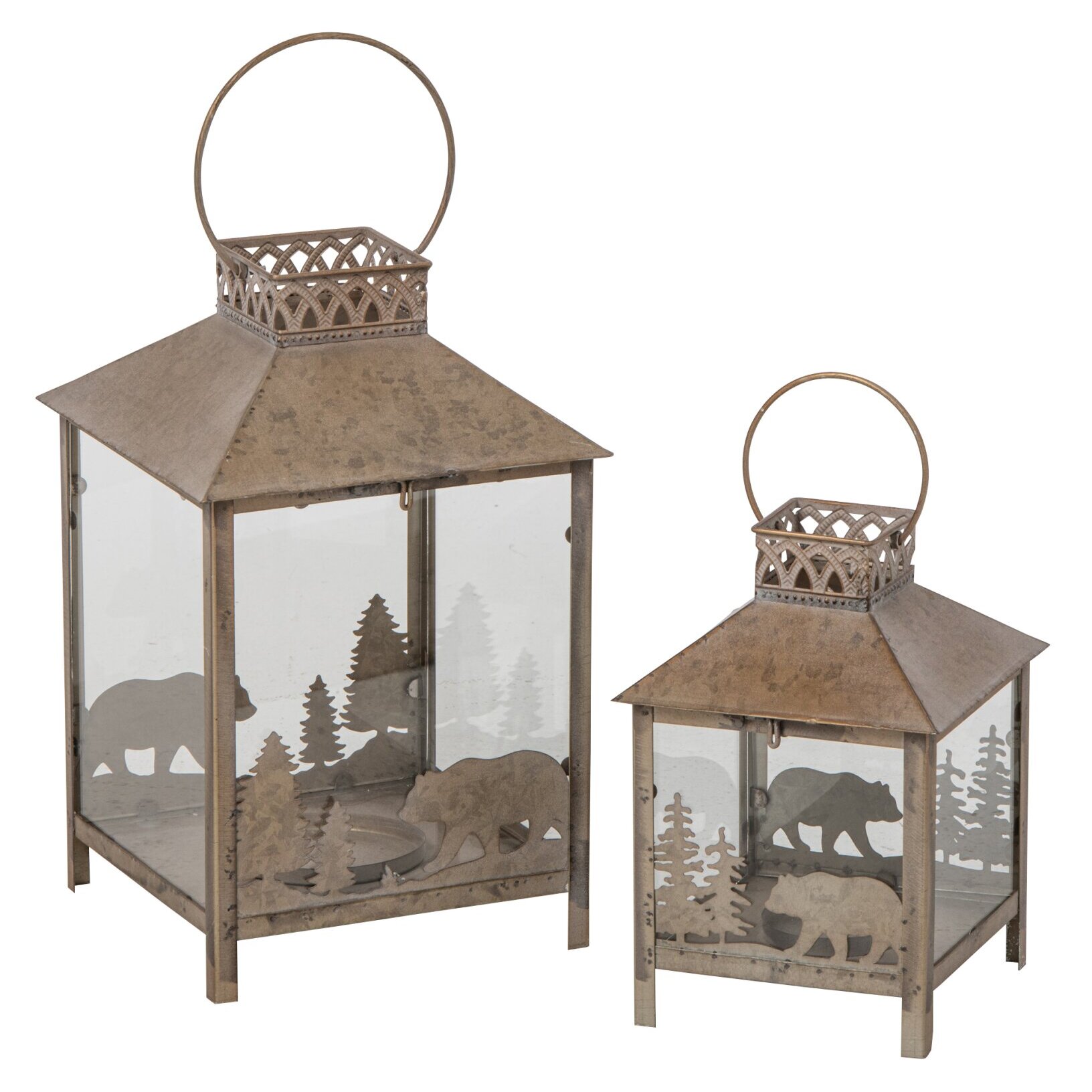 J-Line Set de 2 lanternes - métal - beige