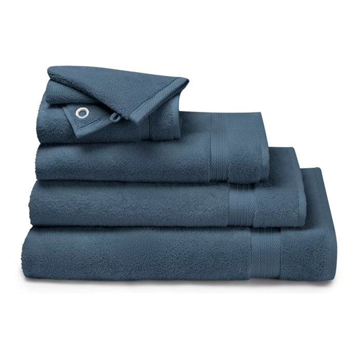 Gant de toilette pur coton 550 g/m² uni bleu Elea bleu ardoise