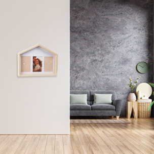 Marco de fotos en forma de casa con diseño natural 36,6x4x27,2cm para 3 fotos