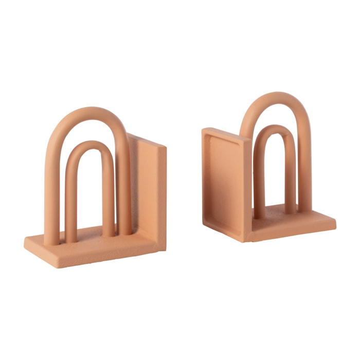 J-Line Set De 2 Serre-Livres Koli Fer Brun/Naturel