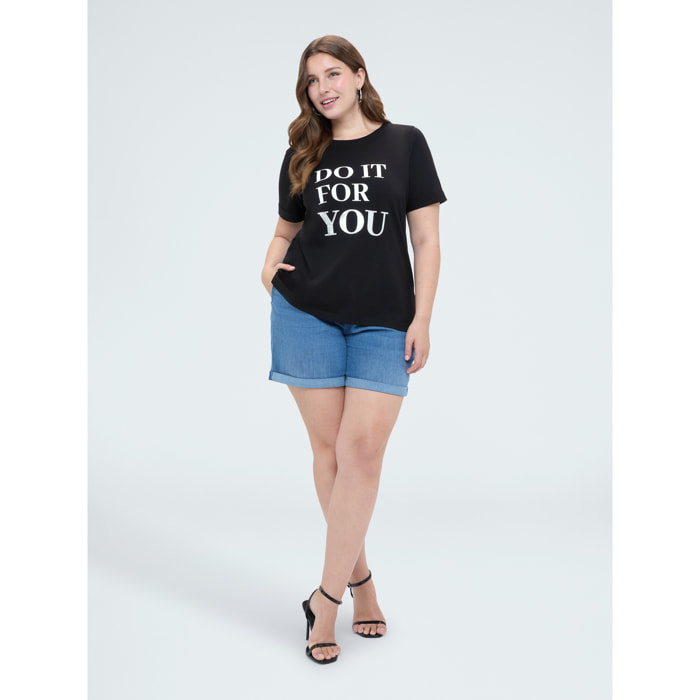 Fiorella Rubino - T-shirt in cotone con scritta motivazionale - Nero