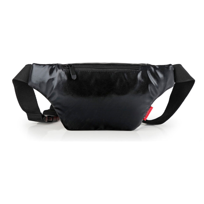 Riñonera Gabol Glory en negro metalizado con bolsillo exterior