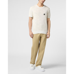 PHILIPP PLEIN Round Neck T-Shirt Openwork Monogram