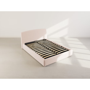 Juliette - lit coffre - 160x200 cm - en tissu bouclette - Beige