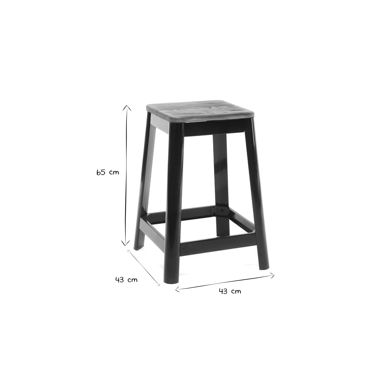 Tabouret de bar industriel noir 65 cm NICK