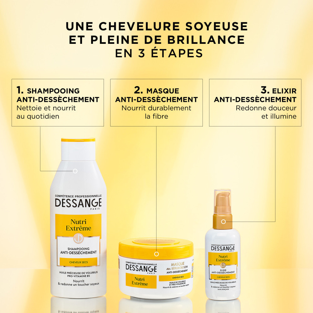 Lot de 12 - Dessange Nutri-Extrême Shampooing Anti-déssèchement Cheveux Secs 250ml