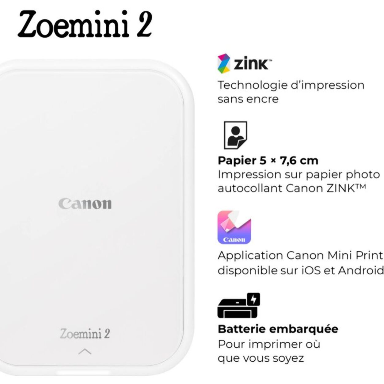 Imprimante photo portable CANON Zoemini 2 Edition Zootopie 2