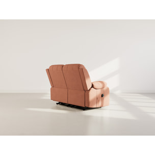 Armand - Canapé 2 places relax électrique en velours côtelé - Terracotta