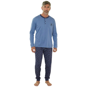 de fonseca Pigiama da Uomo Lungo Jersey 100% Cotone, Art.1078 Avion