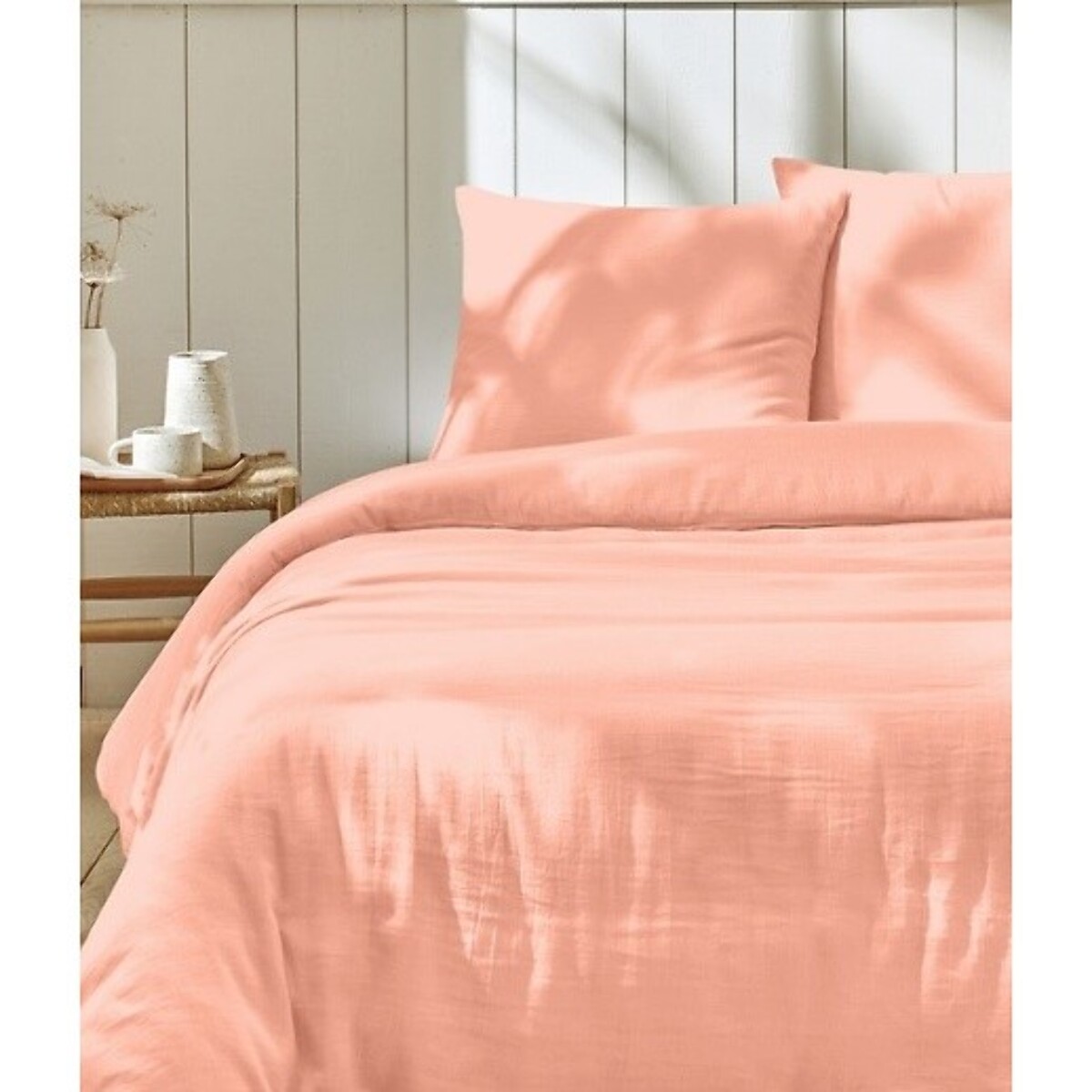PARURE HOUSSE DE COUETTE 2 PERS 260x240 en gaze de coton - COTON ROSE