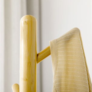 HOMCOM Perchero de Pie de Bambú Perchero de Pasillo Moderno con 8 Ganchos para Ropas Bolsas Perchero de Árbol para Entrada Dormitorio Ø37,8x175,6 cm Natural