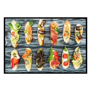 Affiche encadrée tapas et bruschettas gourmandes Affiche + cadre en métal - Noir