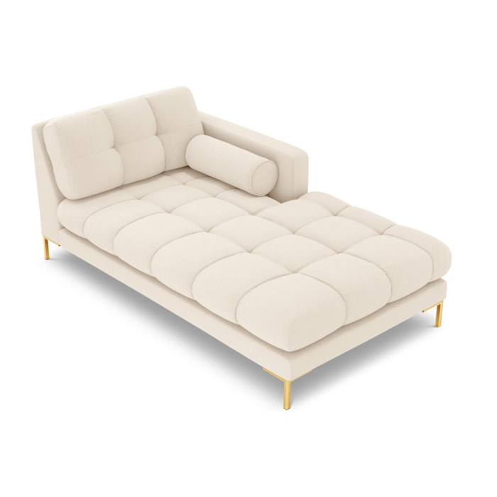 Méridienne droite "Bali" en tissu structurel beige clair