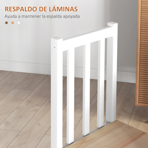 Juego de 2 Sillas de Comedor Silla de Cocina con Respaldo de Listones Marco de Madera de Pino para Sala de Estar y Comedor Carga 120 kg 38,5x47,5x99 cm Blanco