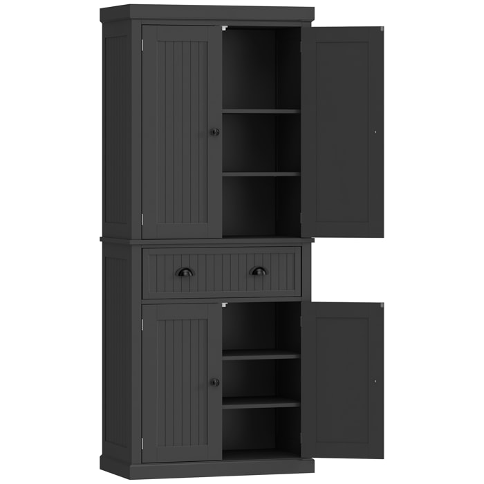 Buffet haut multi-rangement - 4 portes, grand tiroir - dim. 76L x 40l x 183H cm - noir