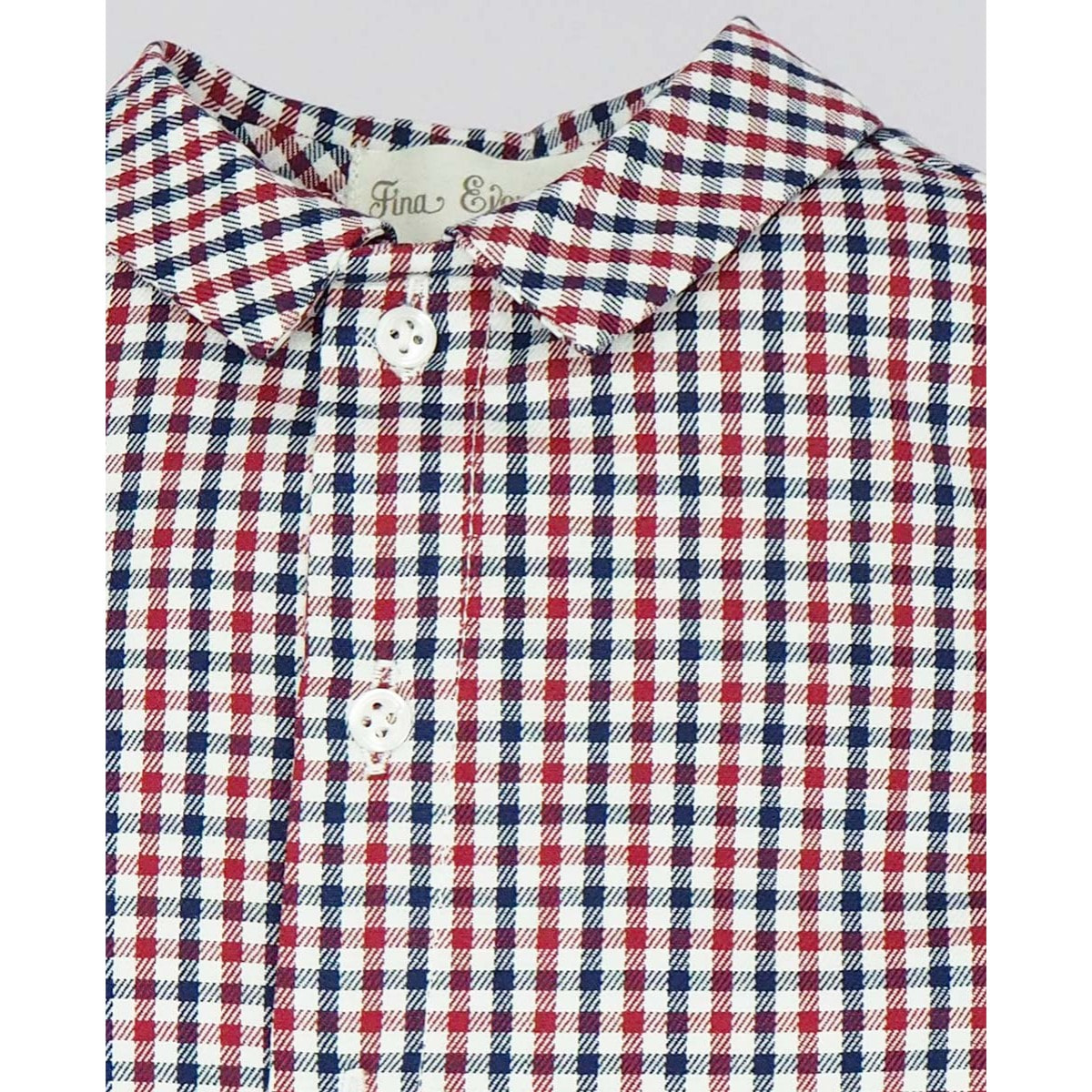 CAMISA CUELLO PICO CUADROS ROJO Y AZUL