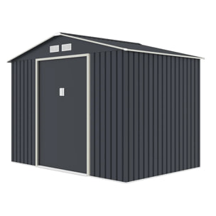 Abri de jardin métal anthracite 4,83 m² + kit d'ancrage