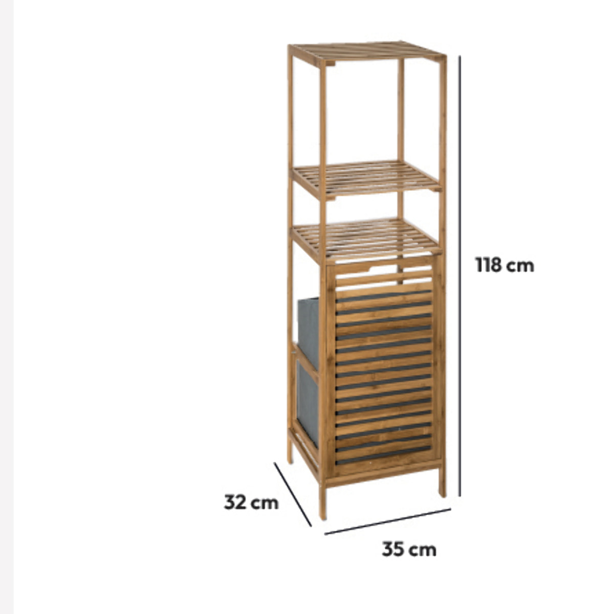 Étagère colonne avec panier à linge Bambou Mix N' Modul