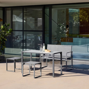 Table de jardin encastrable acier et textilène + 4 assises TAVENA