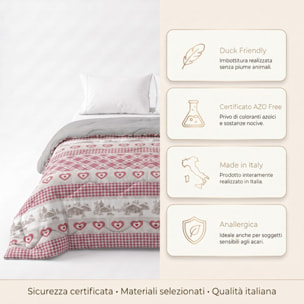 Trapunta Invernale in Microfibra Mano Pesca, Imbottitura 270 g/m², Anallergica, Duck Friendly, AZO FREE, Made in Italy con Fantasie Moderne