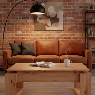 Tavolino Rialzabile Da Caffè Con Piano Sollevabile Tavolo Da Soggiorno Pranzo Moderno Salvaspazio Ideale per Mangiare Lavorare 105 x 55 x 45 cm Rovere