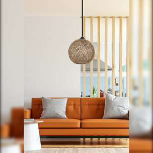 Lámpara de techo con Yute, hecho a mano color Negro Marrón