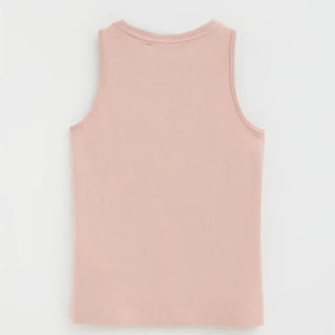 Pack mujer de tres camisetas sin mangas azul marino, blanca y rosa palo de corte slim con bordado Rigby Go