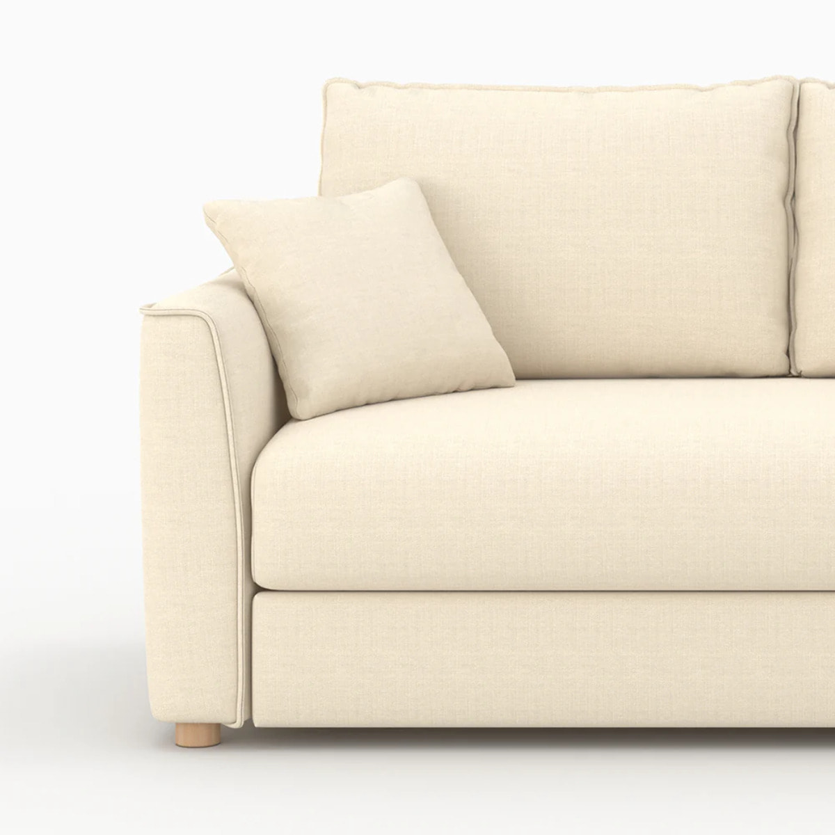 Canapé convertible 2 places en tissu texturé beige - Olympe