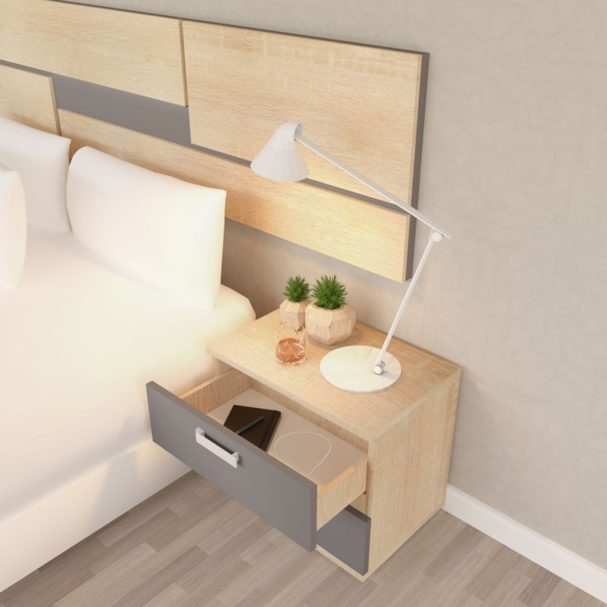 Dormitorio Ataneq Pure 4C Cambria - Grafito