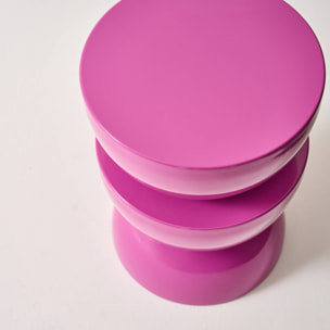 Table d'appoint, bout de canapé, table de chevet métal effet glossy Ø32 x H46,5cm COUMBA