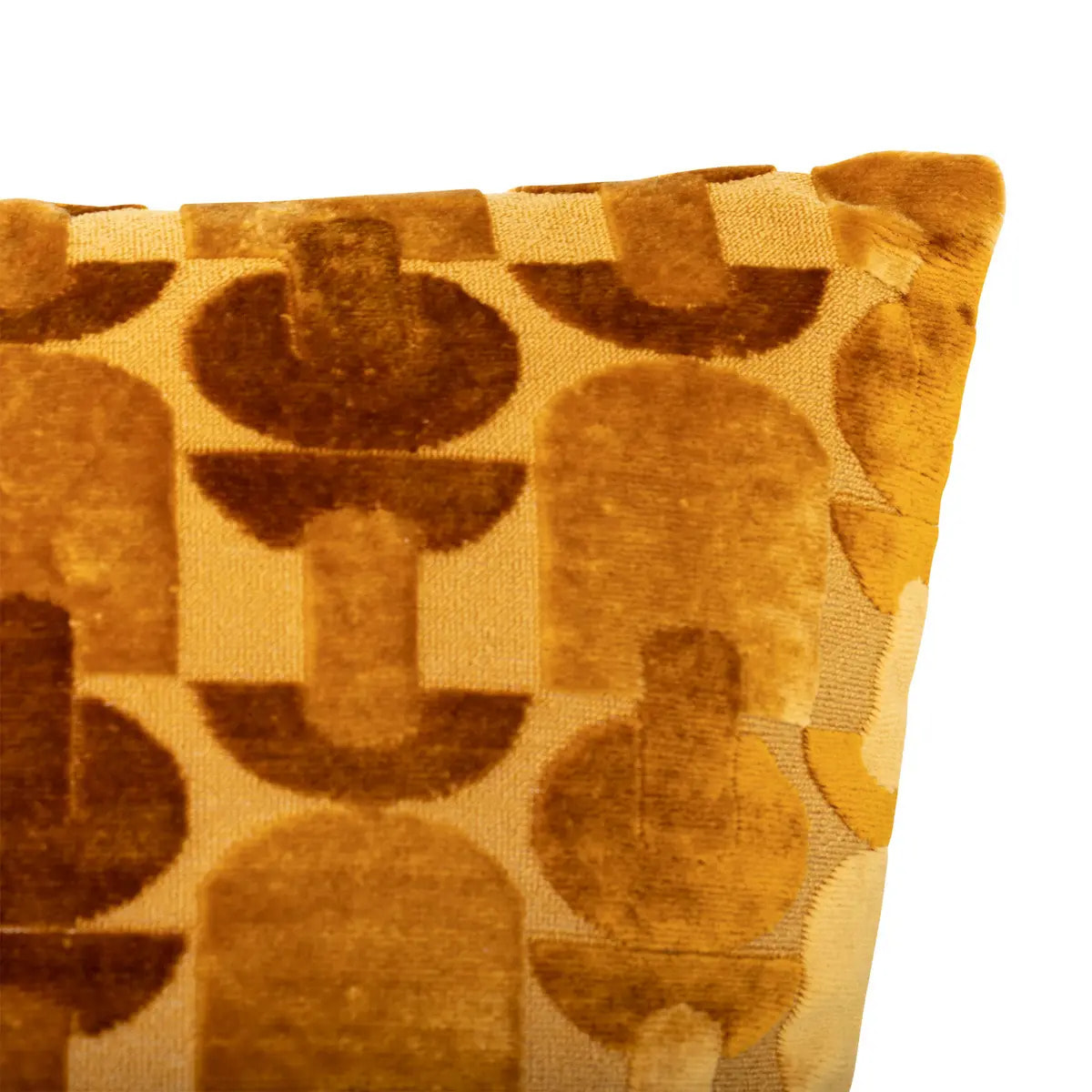 Coussin "Luna" jacquard velours ocre 40x40cm