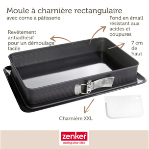 Ensemble de 2 Moules à charnière rectangulaire en acier émaillé et sa spatule 42 x 29 cm Zenker Deluxe