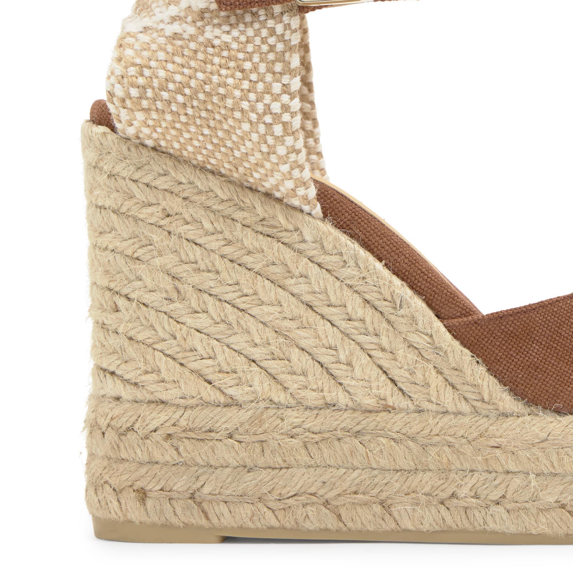 Alpargata de cuña 8 cm en lona de algodón con lazo al tobillo