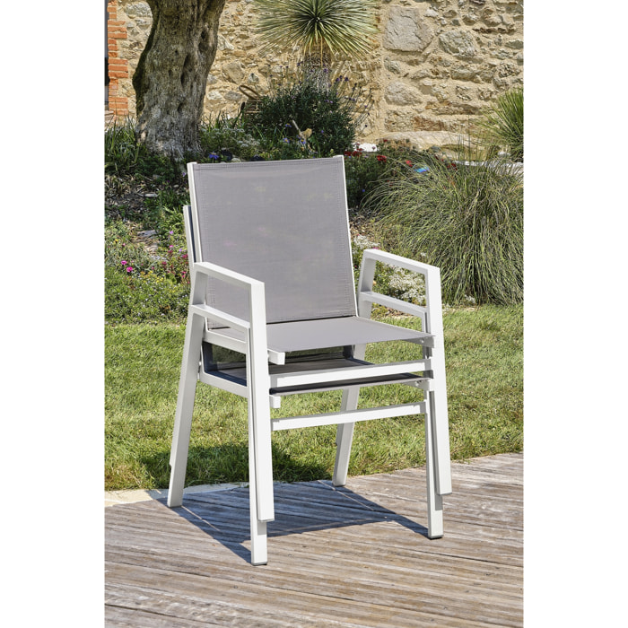 FLORIDE - Fauteuil de jardin empilable en aluminium blanc