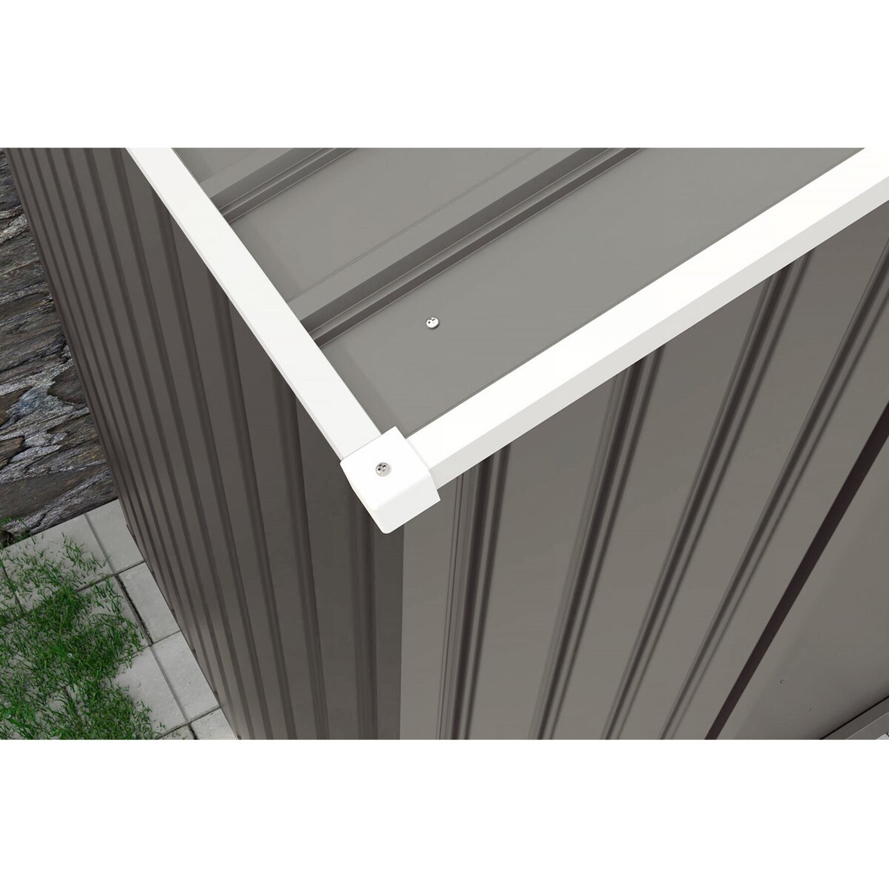 Abri jardin métal "Dallas" - 8.84m² avec gouttière - Taupe