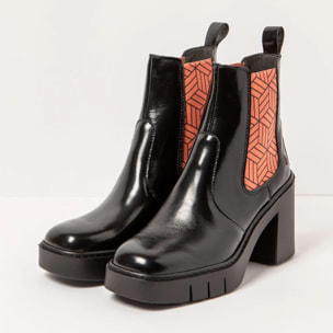 Botines 1983 NAPPA SHINNY BLACK-SALMON/BERNA color Black-salmon