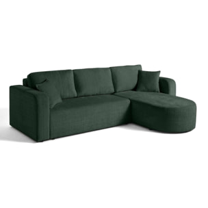 Miro - canapé d'angle réversible - 4 places - convertible avec coffre - en velours texturé - Vert