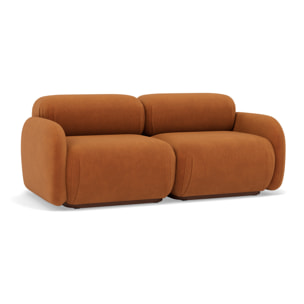 Penelope - canapé droit modulable 2 places en velours texturé - Terracotta