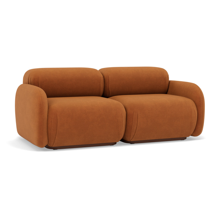 Penelope - canapé droit modulable 2 places en velours texturé - Terracotta