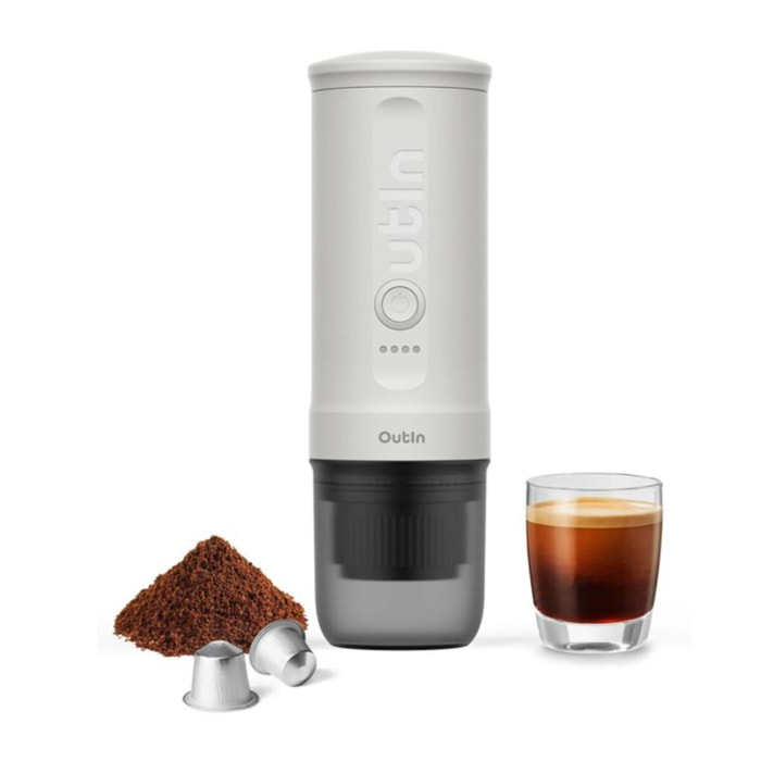Cafetière portable OUTIN Nano blanc + adaptateur Basket Plus - Coffret de Noel