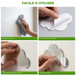 Pack de 10 nuages en papier adhésifs 3D métal argentés