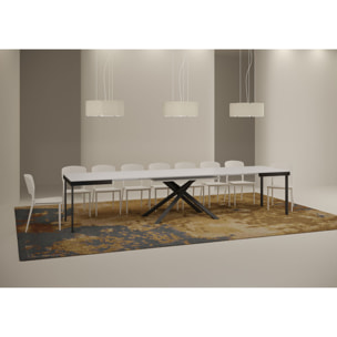 Mesa extensible 90x120/380 cm Karida Evolution fresno blanco estructura antracita