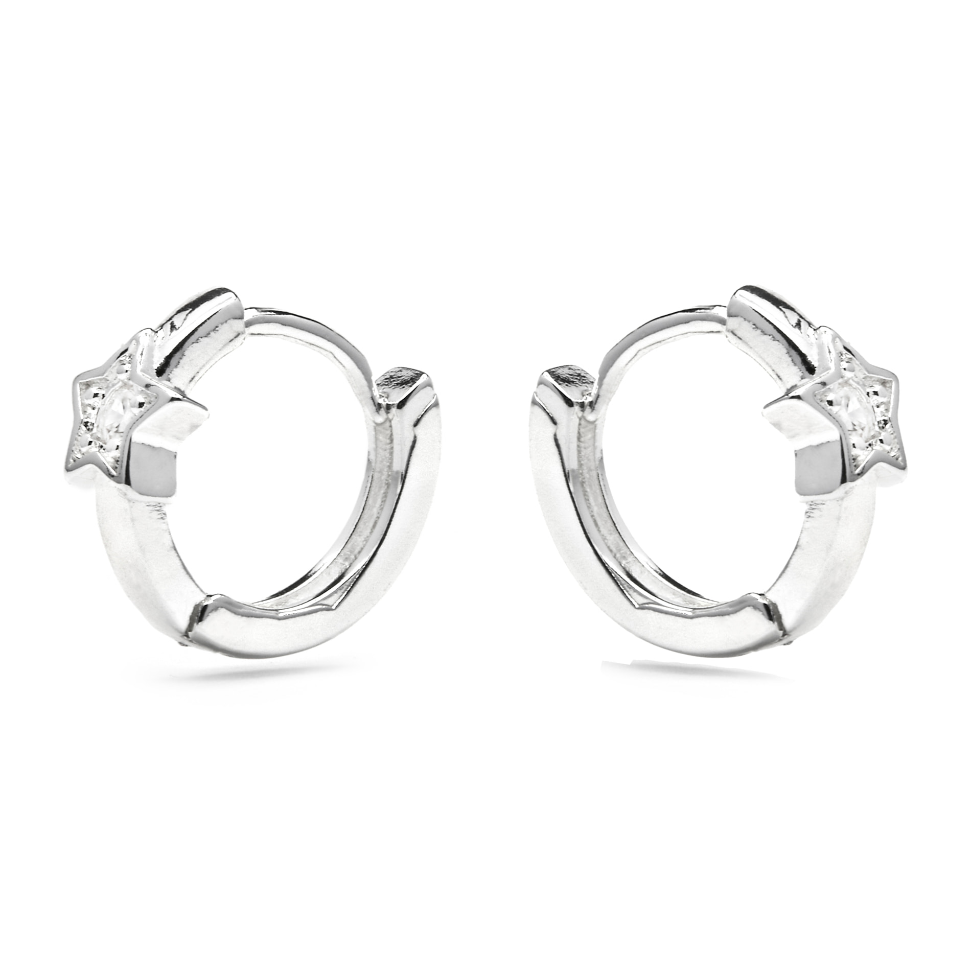 Pendientes de 10mm de diámetro acabado plata y Circonita Brillante