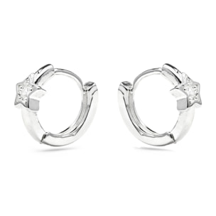 Pendientes de 10mm de diámetro acabado plata y Circonita Brillante