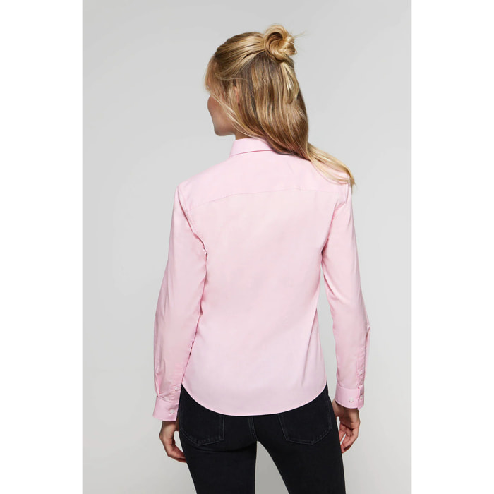 Camisa rosa Slim fit de popelín con logo